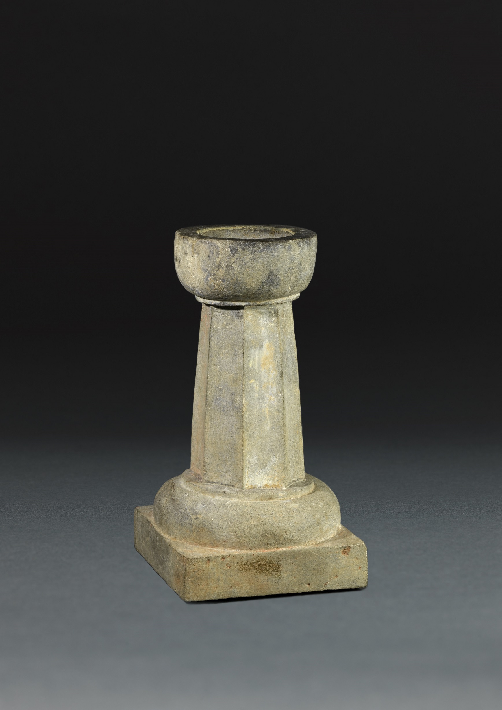 A rare limestone oil lamp