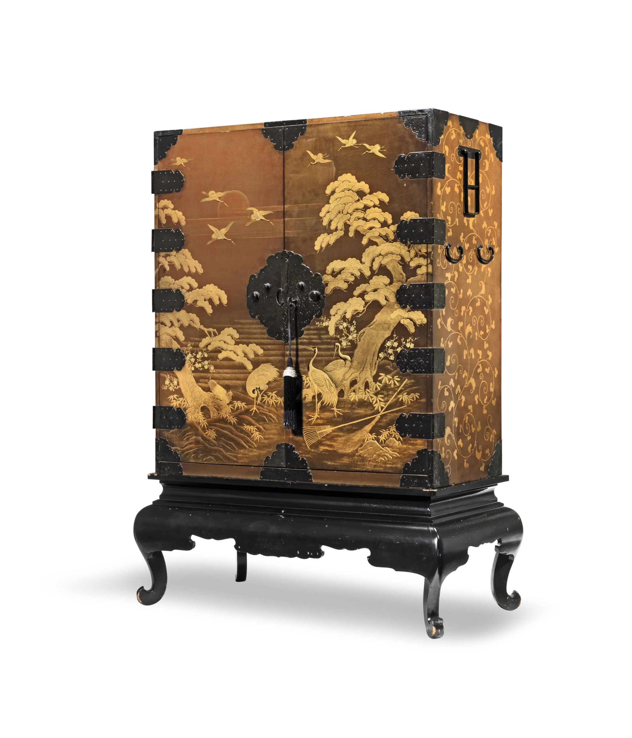 A JAPANESE LACQUER CABINET AND STAND Meiji Period