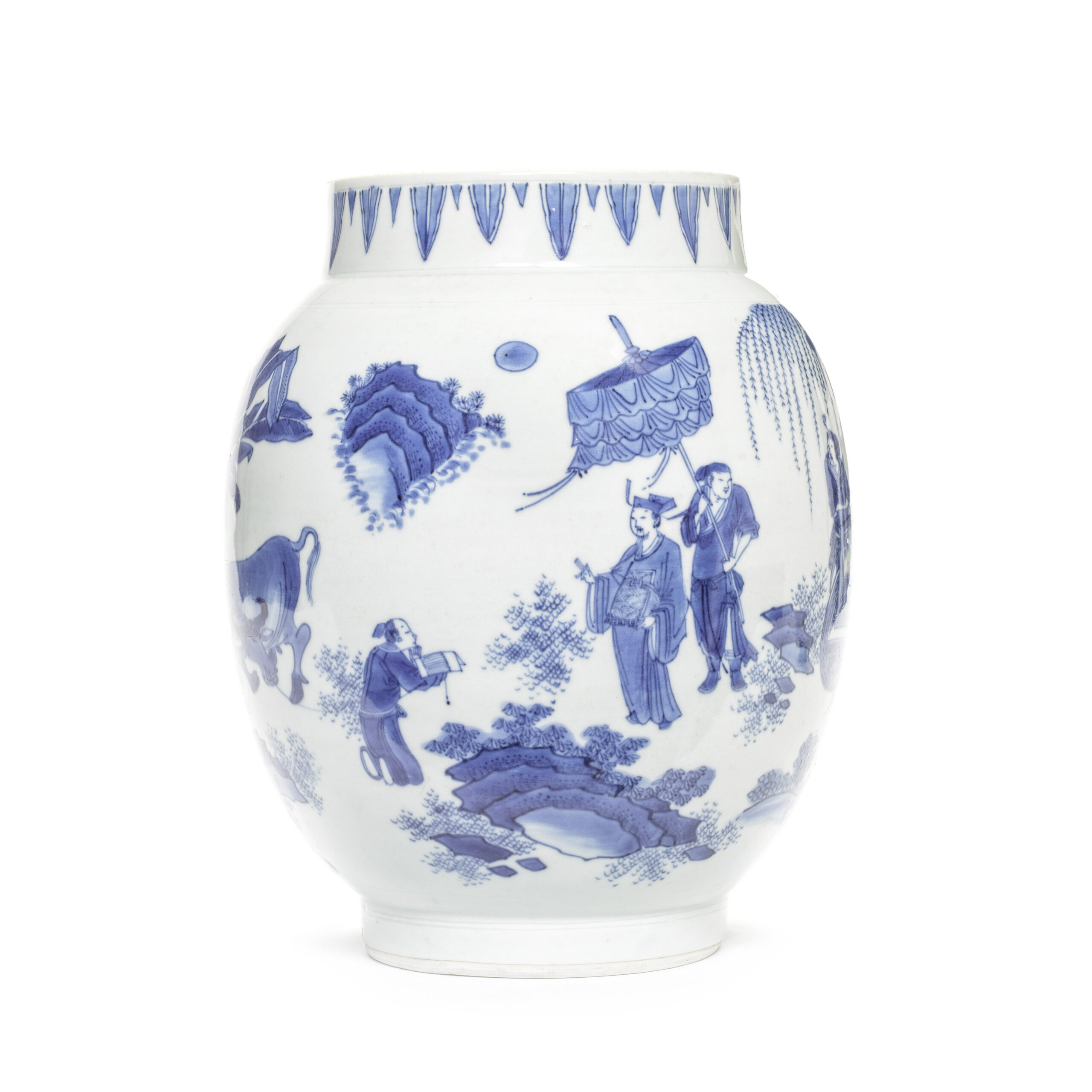 A blue and white oviform vase, Chongzhen
