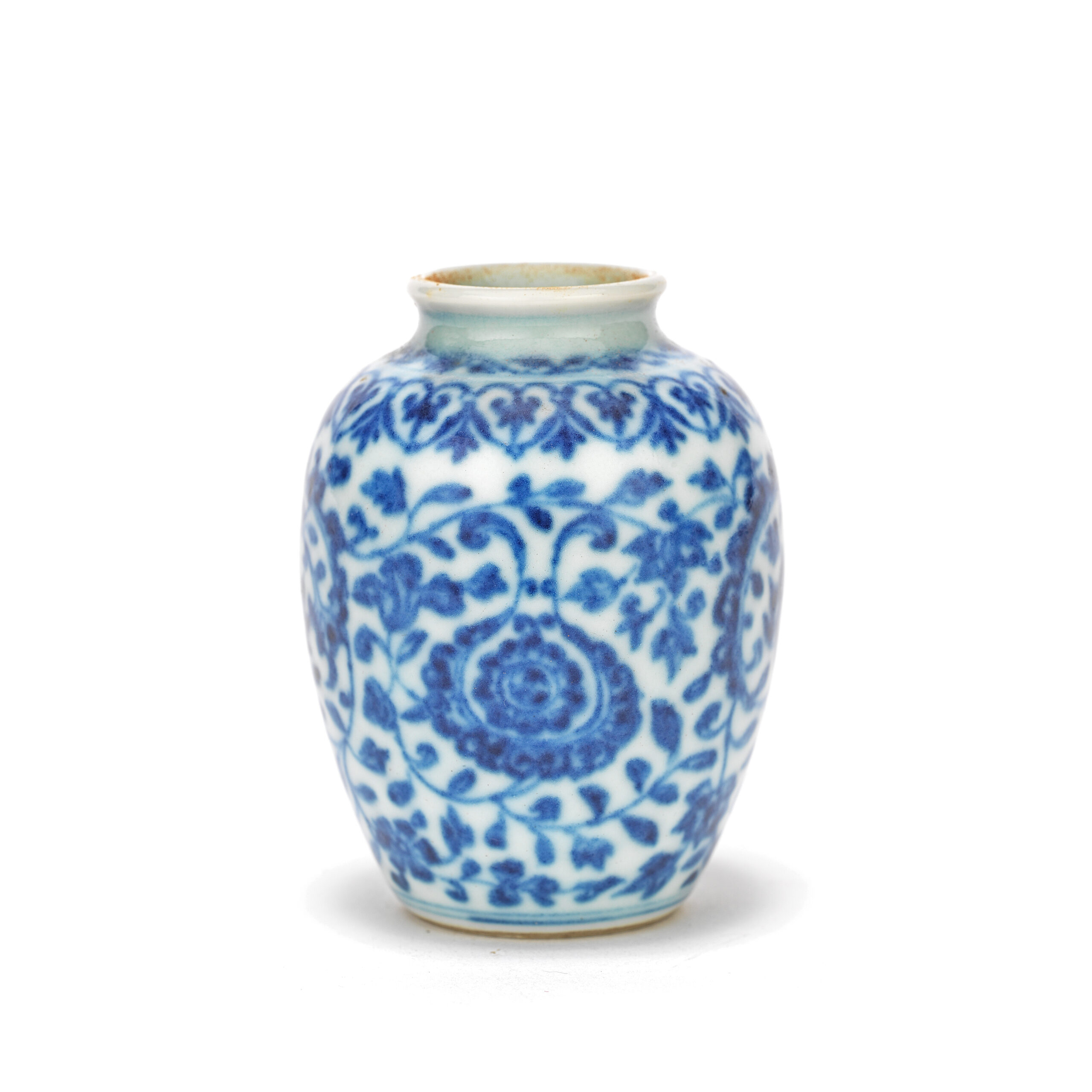 A miniature blue and white 'lotus vase', Yongzheng mark and period