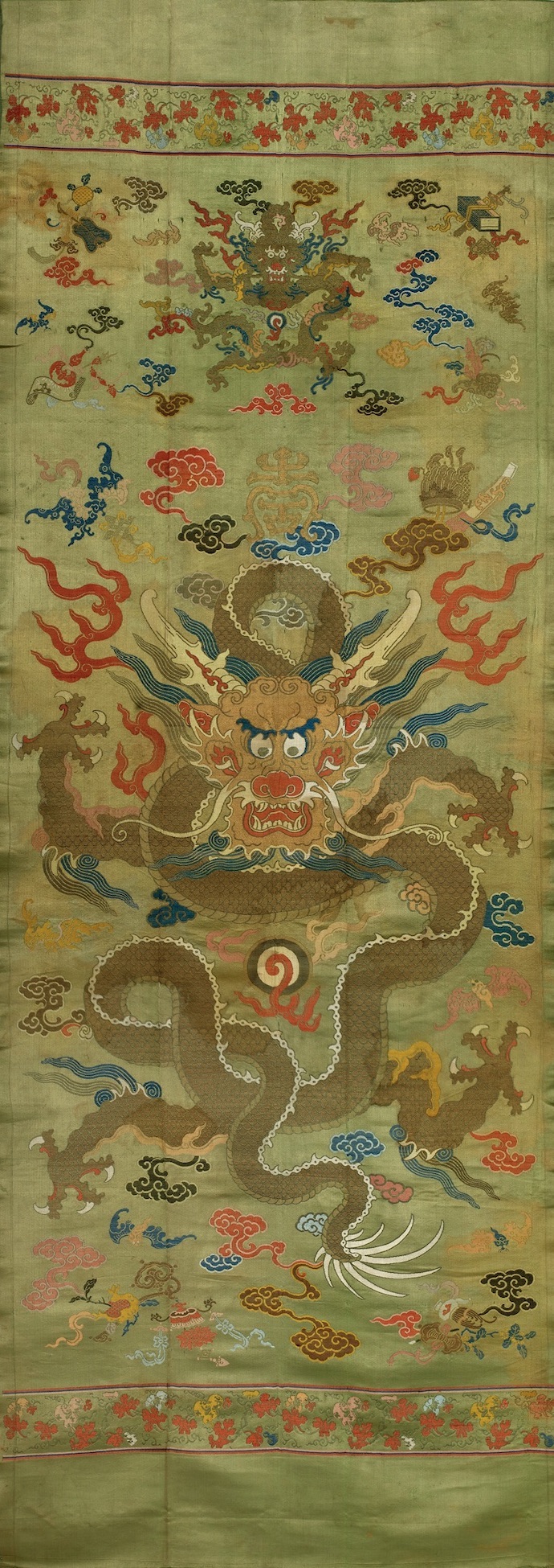 Brocade imperial quilt panel, Yongzheng period, 1723-35. 216 x 76.5 cm