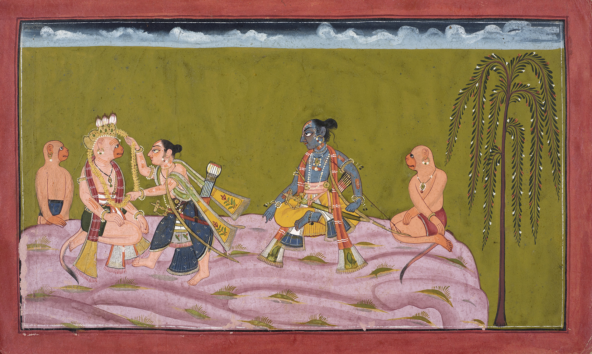 AN ILLUSTRATION TO THE SHANGRI RAMAYANA Kulu or Mandi, India Opaque pigment on paper Circa 1700 – 1710 AN ILLUSTRATION TO THE SHANGRI RAMAYANA Kulu or Mandi, India Opaque pigment on paper Circa 1700 – 1710