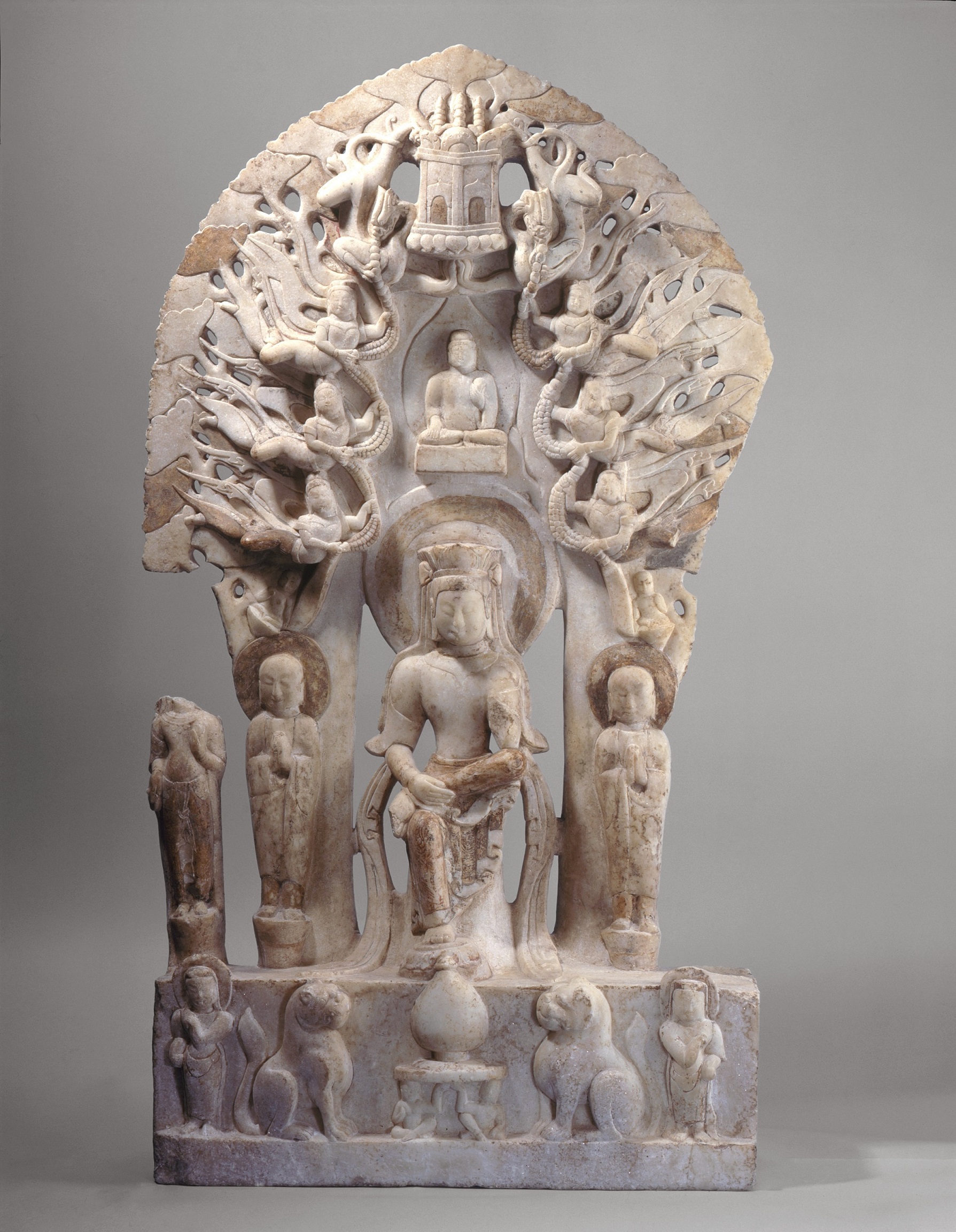 A Documentary White Marble Stele of The Crown Prince in Meditation A Documentary White Marble Stele of The Crown Prince in Meditation