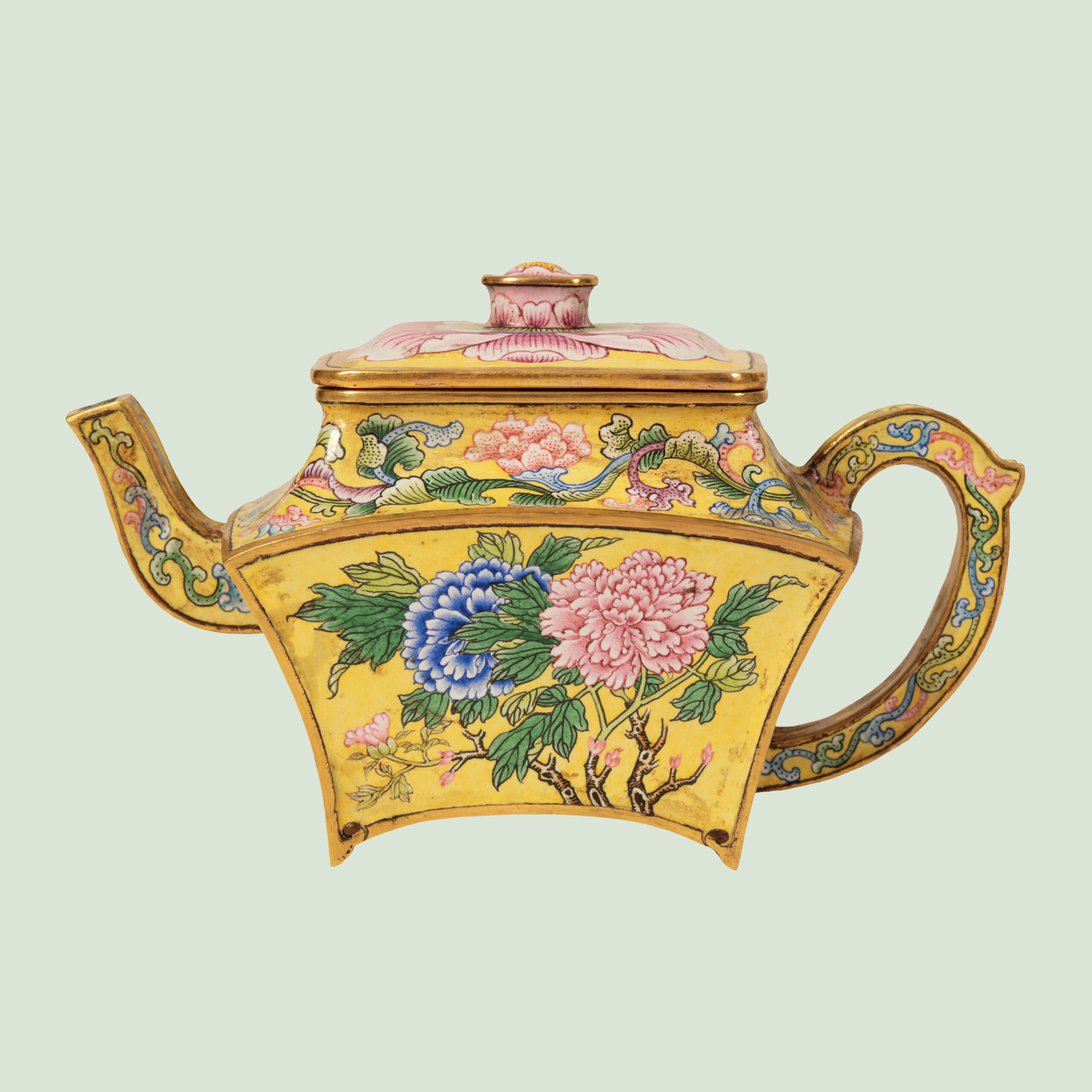 A Fine Beijing Enamel, Yellow Ground Wine Pot A Fine Beijing Enamel, Yellow Ground Wine Pot