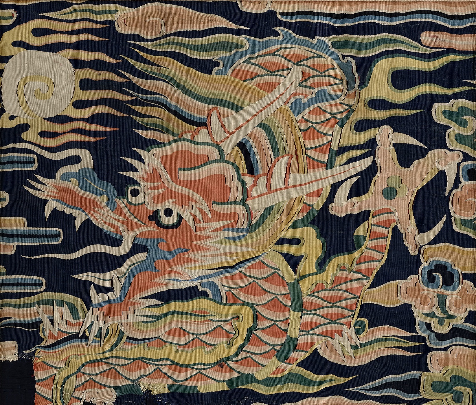 Kesi panel of a ferocious dragon, Ming dynasty 16th/17th century. 38 x 45 cm