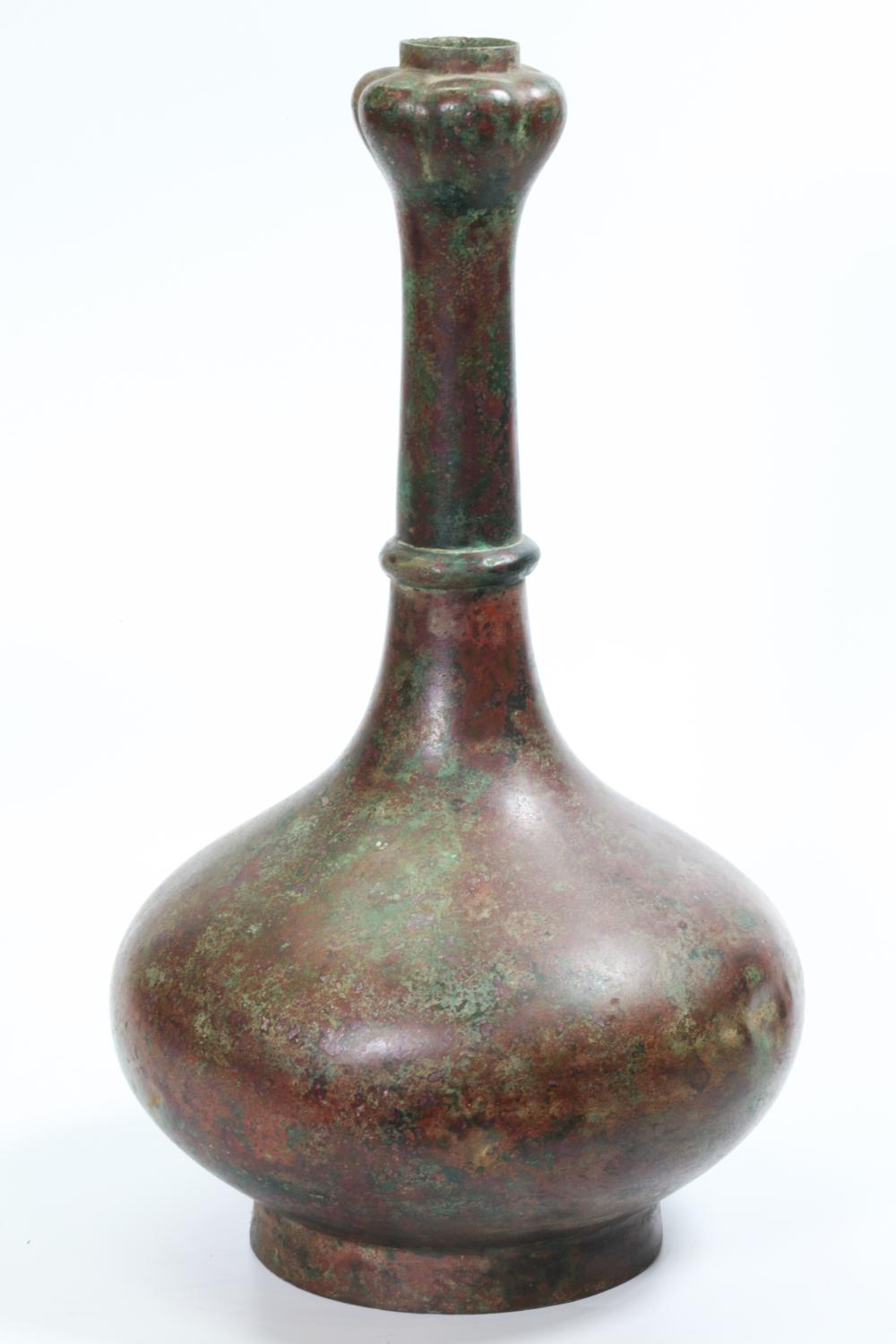 Bronze Garlic Mouth Vase China, Han Dynasty, 202 BC - 220 AD 15 1/2 in (39.5 cm)