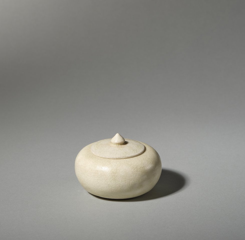 White glazed small bowl with cover