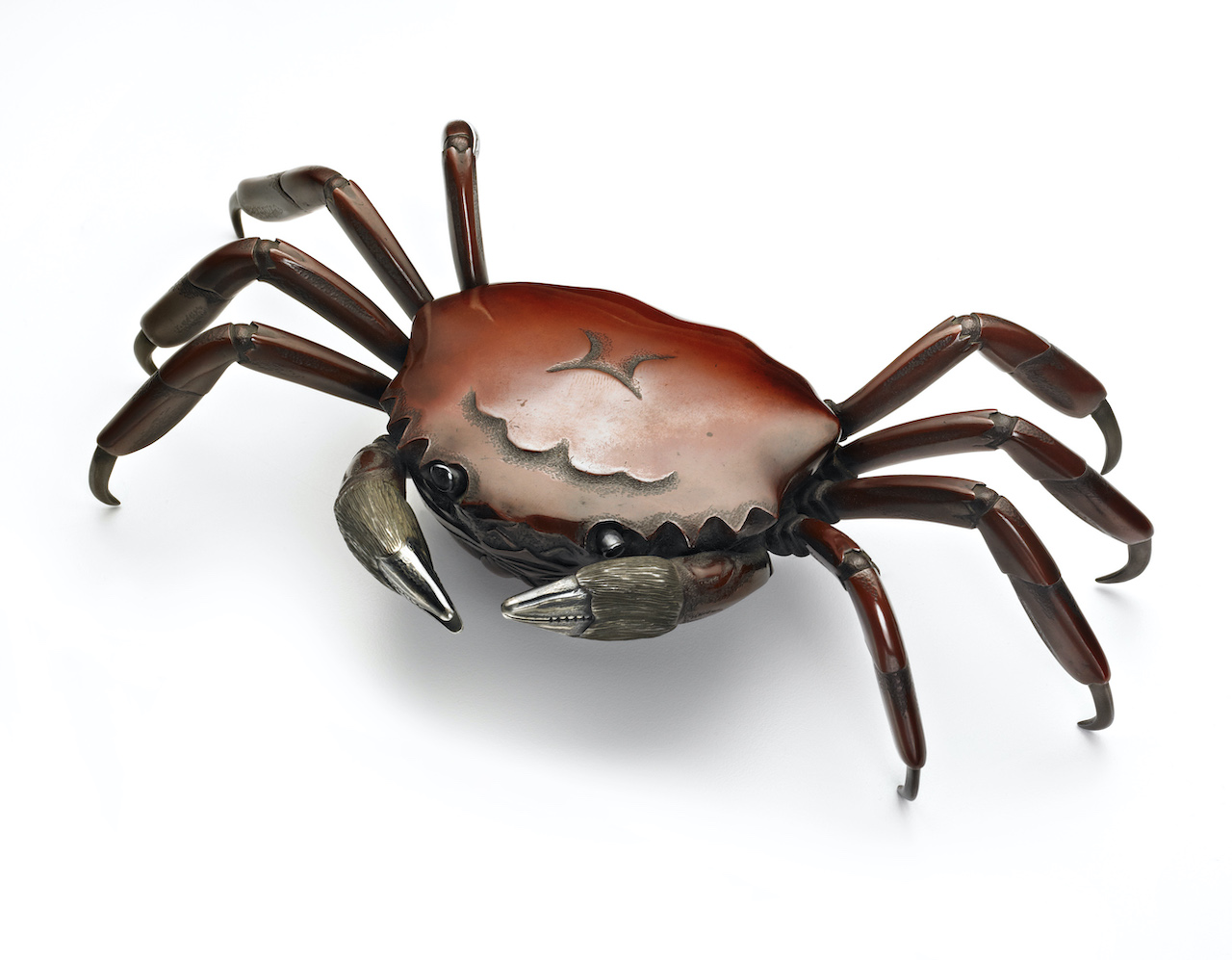 CRAB okimono
by MIZUGUCHI Sadataka 水口貞孝 (1842 -?)
Taisho period, 1915
Copper, silver and gold
19 x 11 x 4.5 (h) cm
CRAB okimono
by MIZUGUCHI Sadataka 水口貞孝 (1842 -?)
Taisho period, 1915
Copper, silver and gold
19 x 11 x 4.5 (h) cm