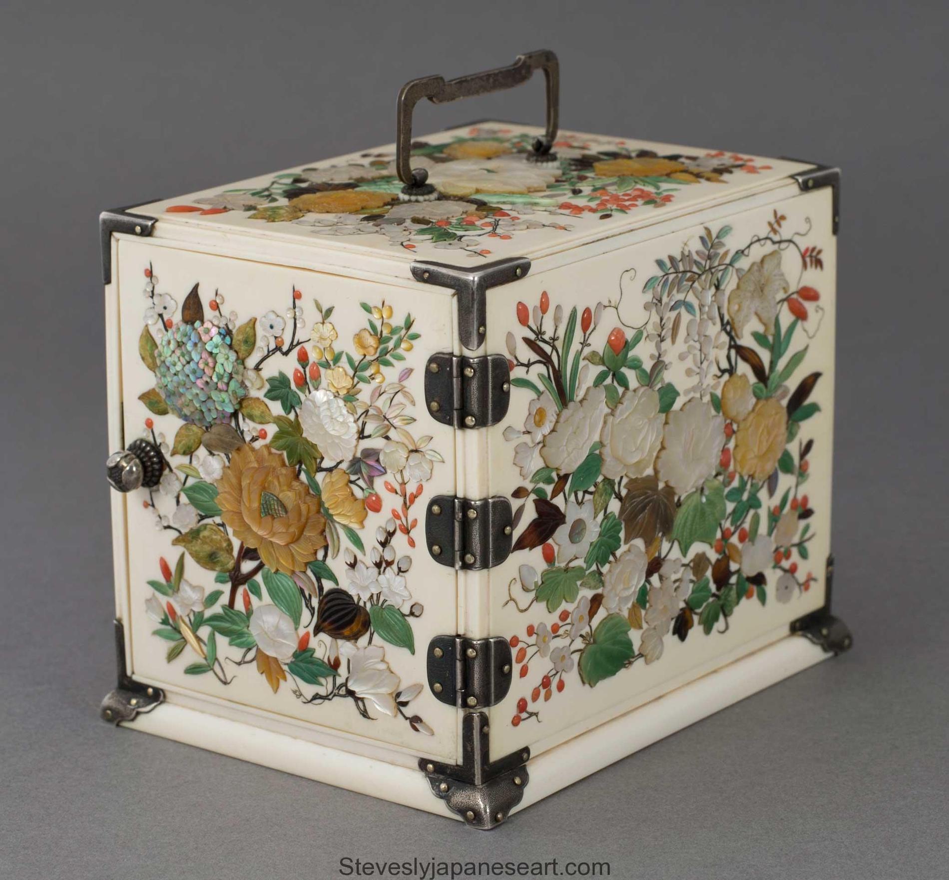 Meiji period (1868-1912), Ivory & Shibayama Kodansu ,Circa1890 Height: 11.4cm, 4.5 inches Width: 8.8cm, 3.4 inches Depth: 11.7cm, 4.6 inches Meiji period (1868-1912), Ivory & Shibayama Kodansu ,Circa1890 Height: 11.4cm, 4.5 inches Width: 8.8cm, 3.4 inches Depth: 11.7cm, 4.6 inches
