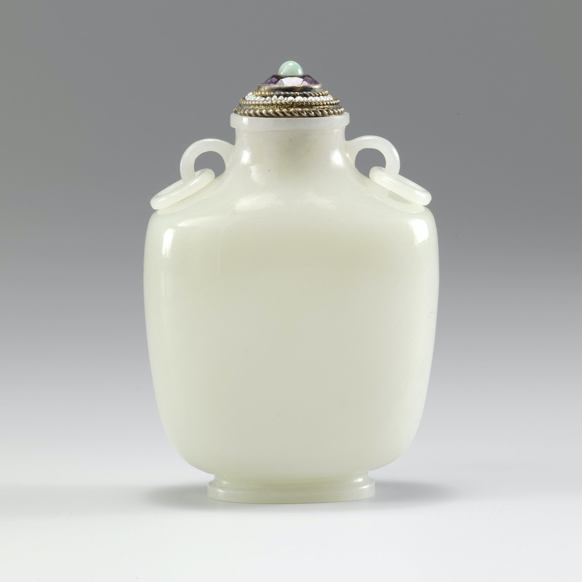 Nephrite of flask form with mask and ring handles, 1760-1850