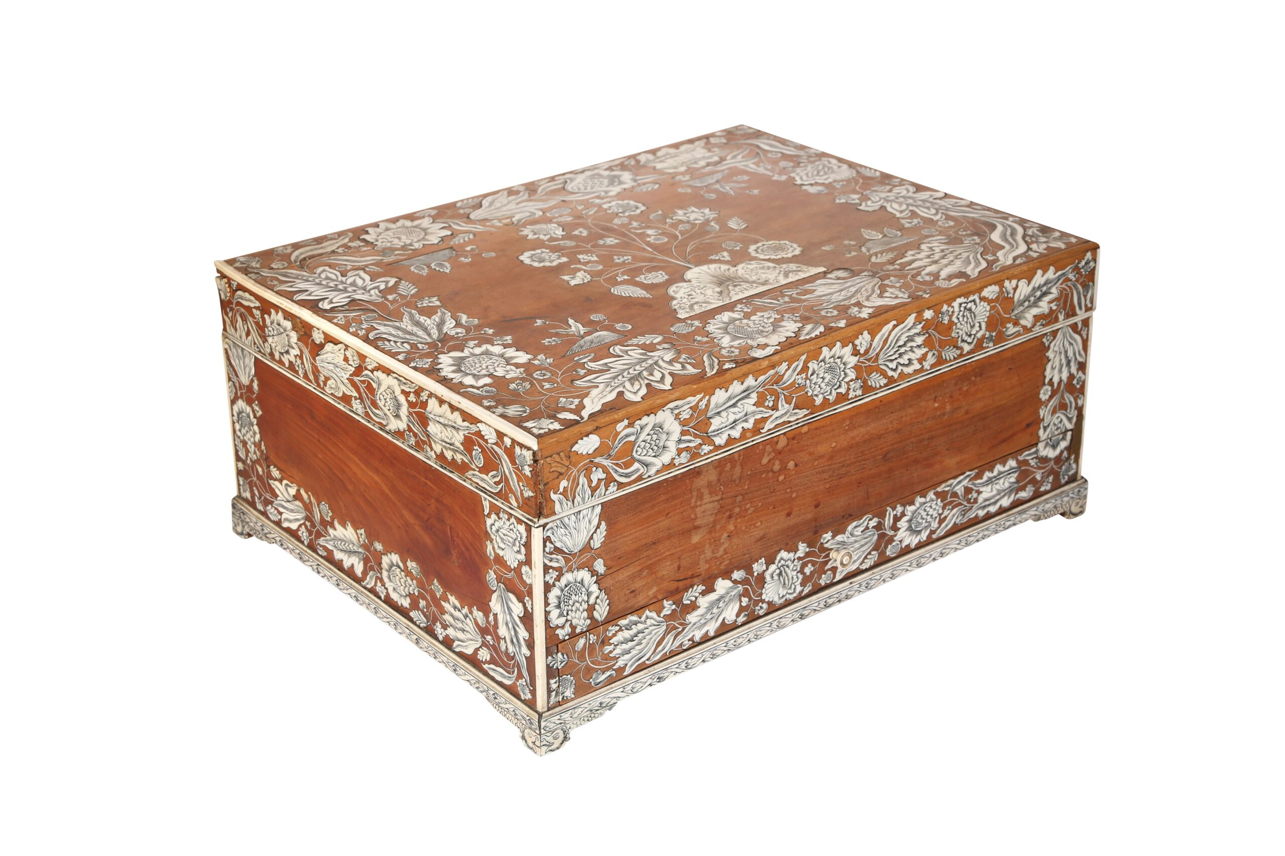 Lot 261. A LARGE ANGLO-INDIAN ROSEWOOD AND IVORY-INLAID DRESSING BOX WITH STAND Vizagapatam, Andhra Pradesh, Eastern Coromandel Coast of India, mid-18th century.  Sold for £4,000