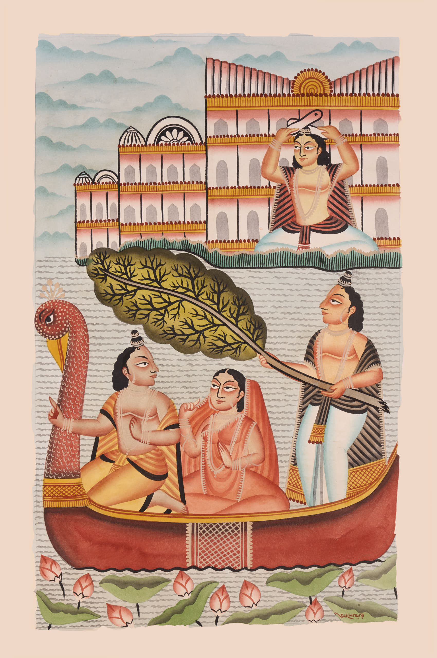 Anwar Chitrakar, Kalighat Pattachitra - (from a series on) Ramayana, 2021, 51 x 36cm