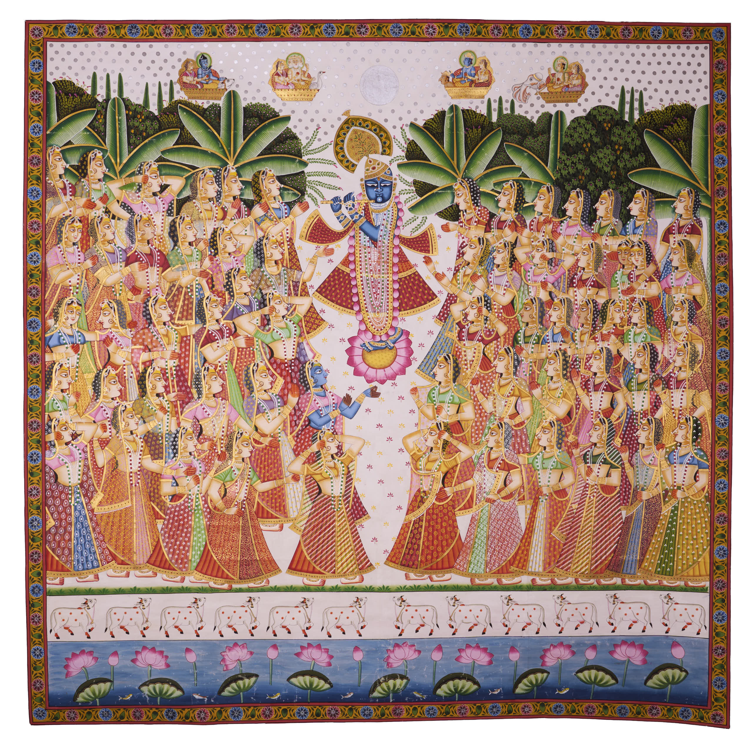 Sushil Soni, Pichwai - Adoration of Krishna, 2020, 183 x 183cm