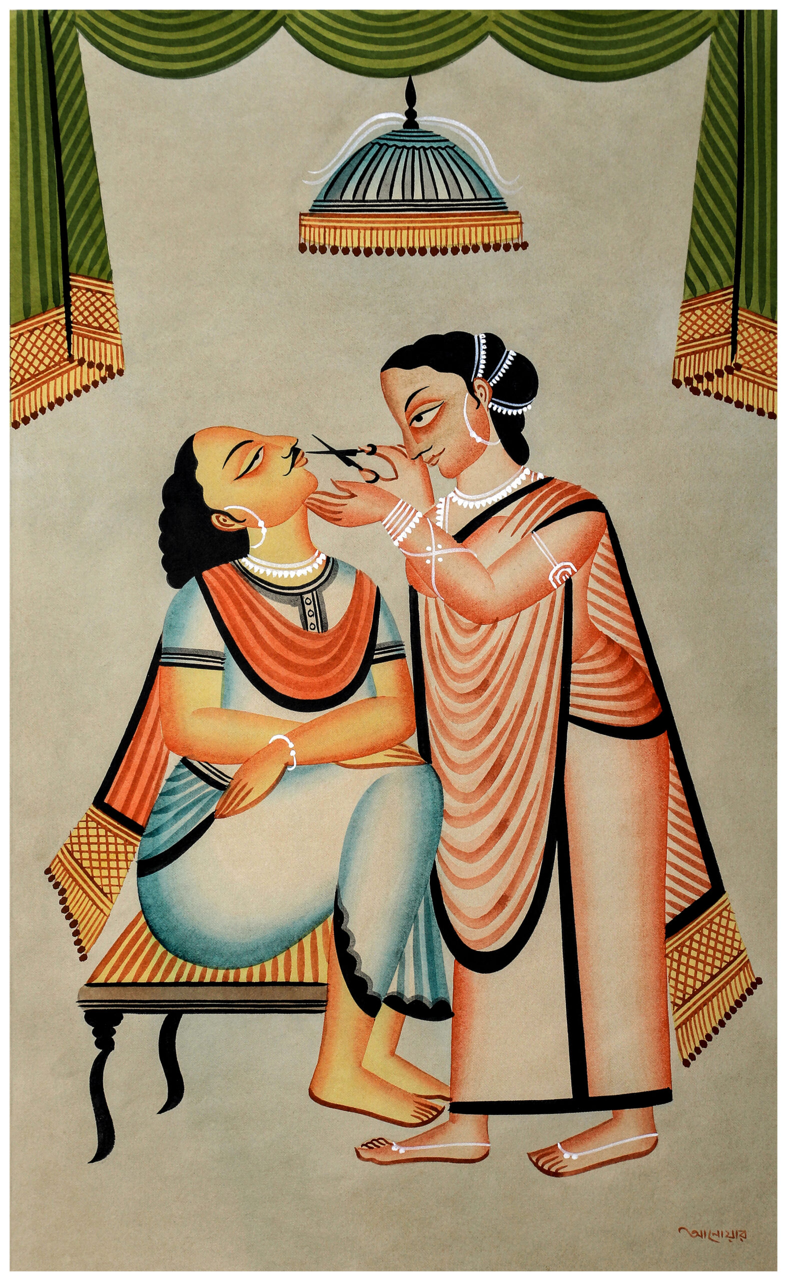 Anwar Chitrakar, Kalighat Pattachitra - Symmetry, 2021, 51 x 36cm 