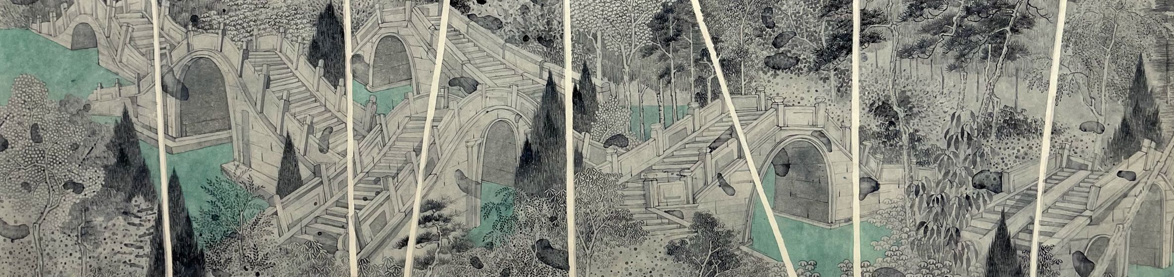 Zhang Ying, Images of Noon, 2020, Chinese ink & colour on rice paper, 29x119cm