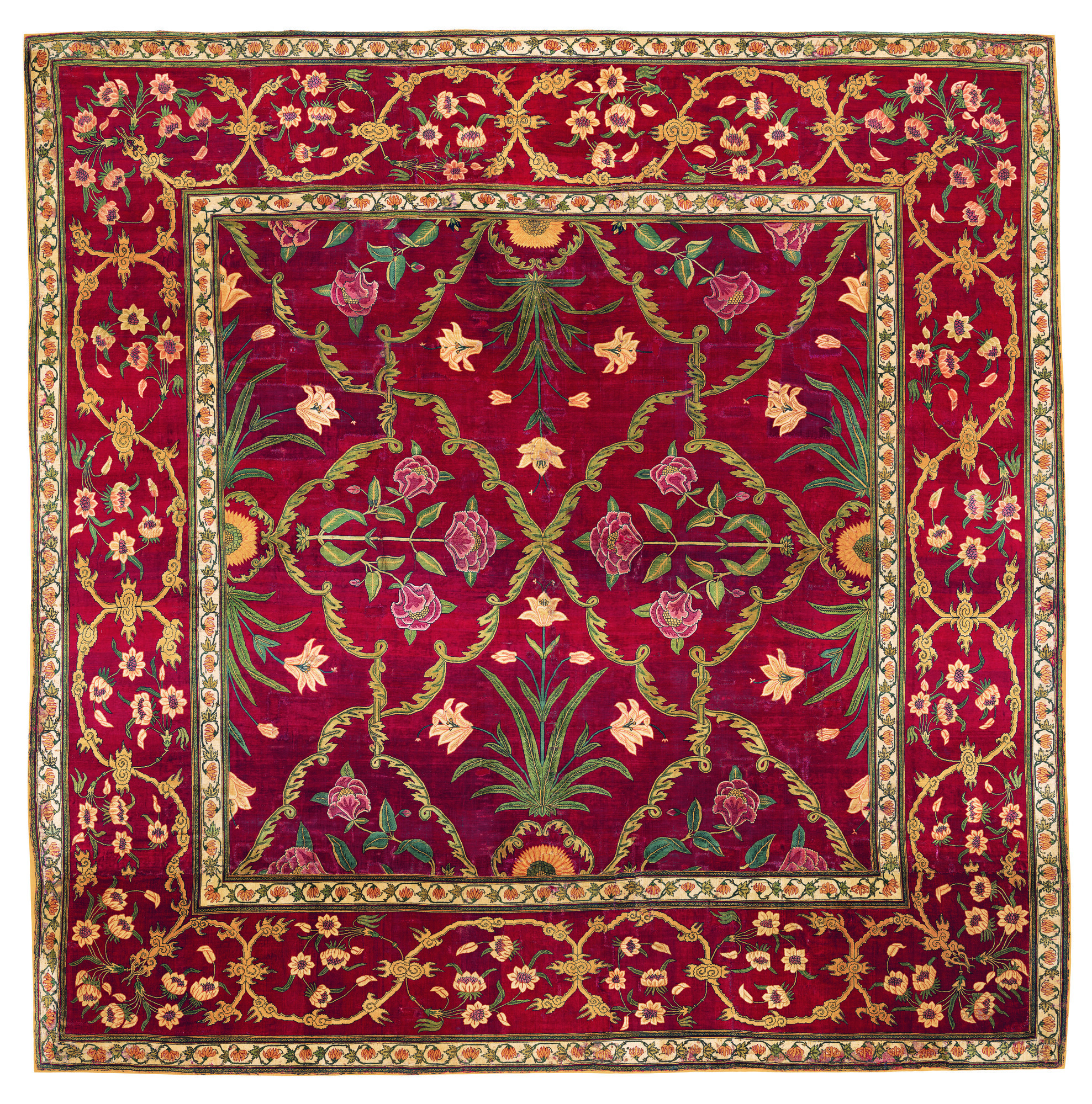 A rare Imperial Mughal Pashmina carpet, Circa 1650