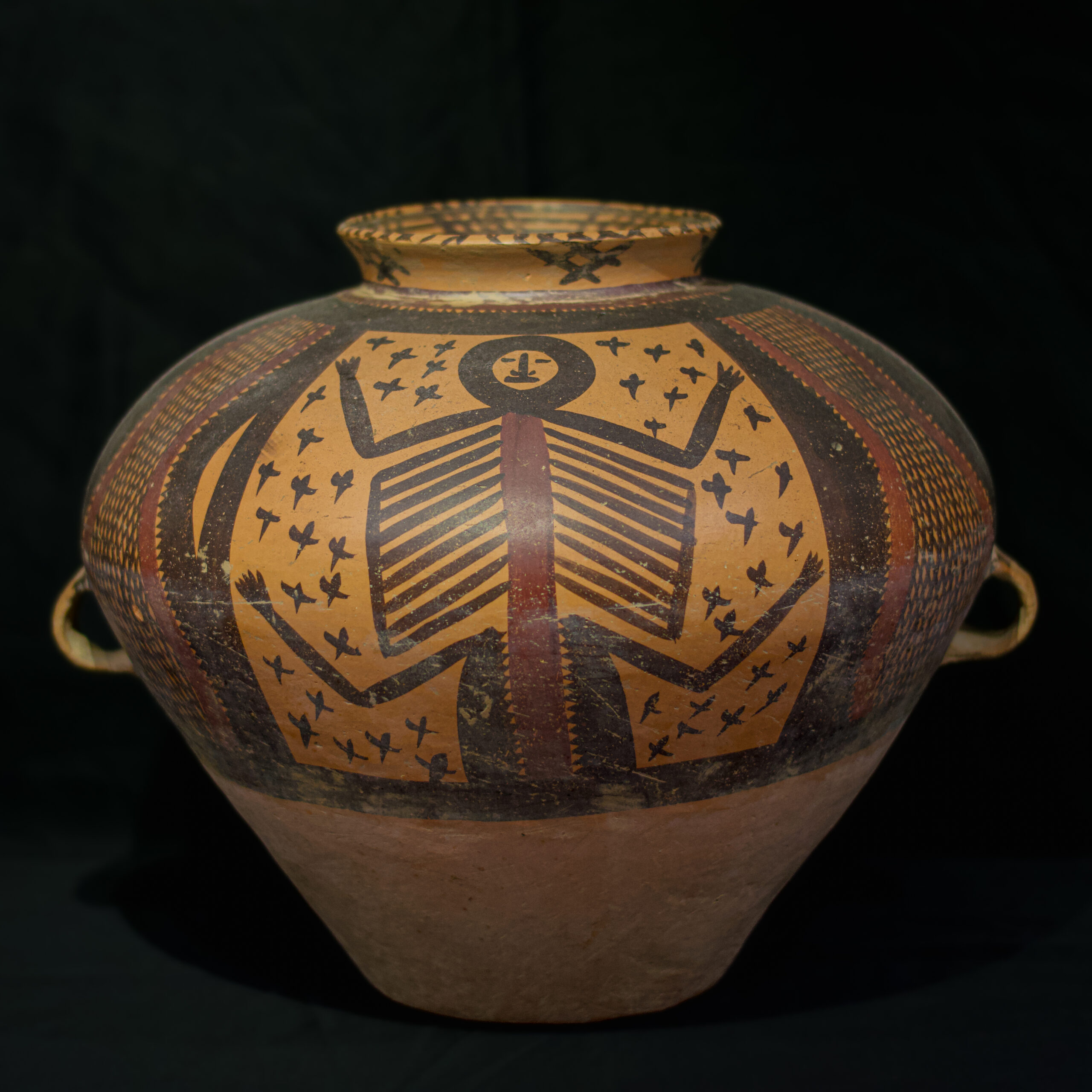 Large painted pottery with abstract human figure, Majiayao culture, Banshan type, mid3-rd millennium BCE