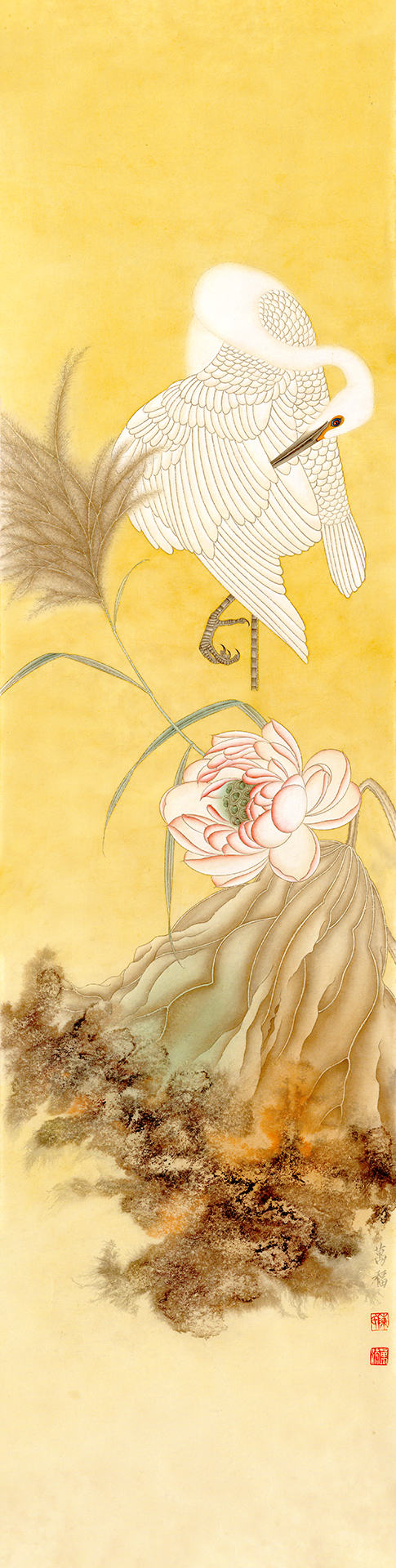 Love Lotus, 137cmX34cm,Ink Painting
