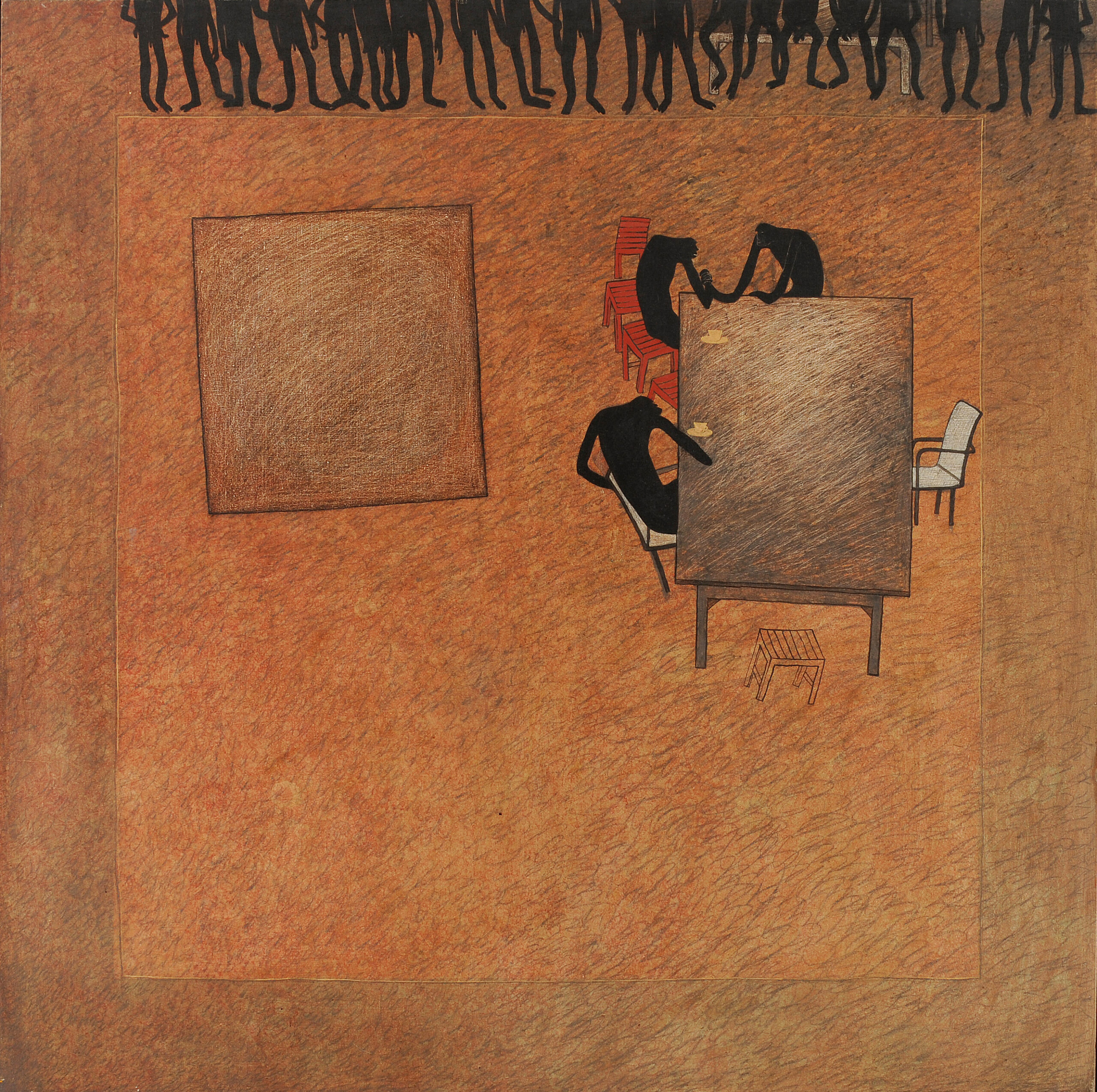 RAMESHWAR BROOTA, The Spectators, Acrylic on canvas, 1978, 55 x 55 in.