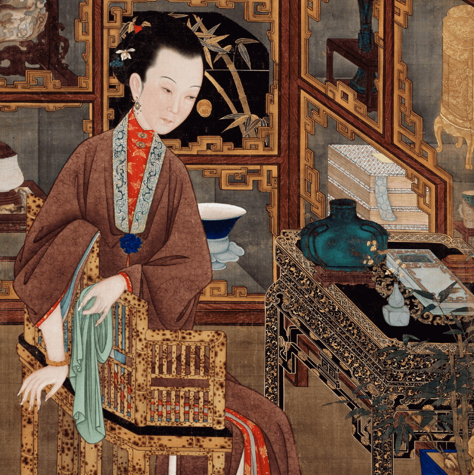 ‘Twelve Beauties at Leisure Painted for Prince Yinzhen, the Future Yongzheng Emperor’, 1709-1723, detail from set of 12 paintings, The Palace Museum, Beijing