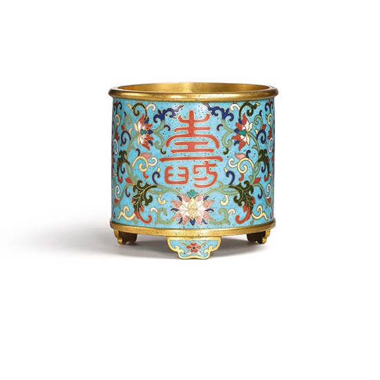 A gilt-bronze cloisonné enamel censer (Qianlong mark and period, 1736-1795)
