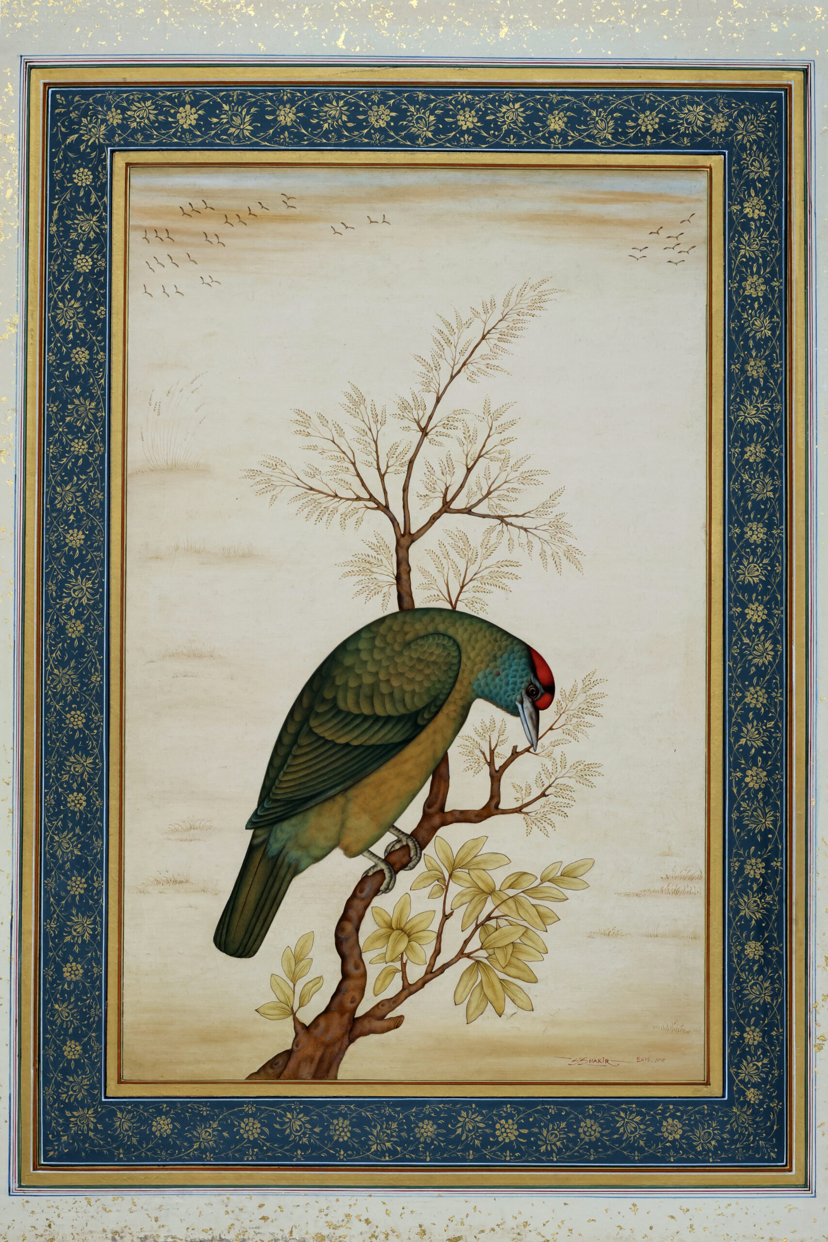 Shakir Ali, Woodpecker, mineral pigments on paper, 12 x 16 inches Shakir Ali, Woodpecker, mineral pigments on paper, 12 x 16 inches